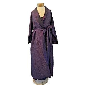 Cabernet Women's Purple Long Quilted Robe & Shiny Gown 2 Pc Set Size S/M NWOT